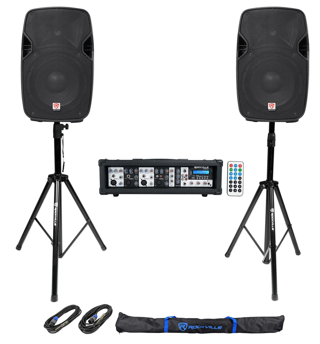10" DJ PA Speaker Pair with Powered Mixer J4401