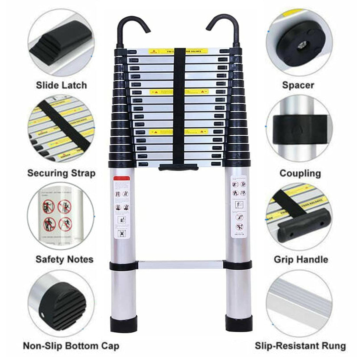 Telescoping Aluminum Ladder 330 Lb Capacity G34551