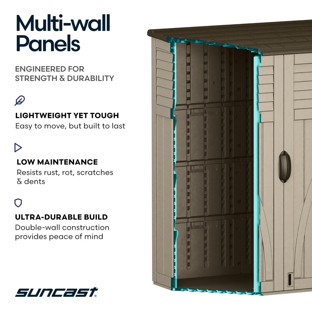 Water Resistant Resin Vertical Outdoor Storage Shed 54 cu. ft. J543182