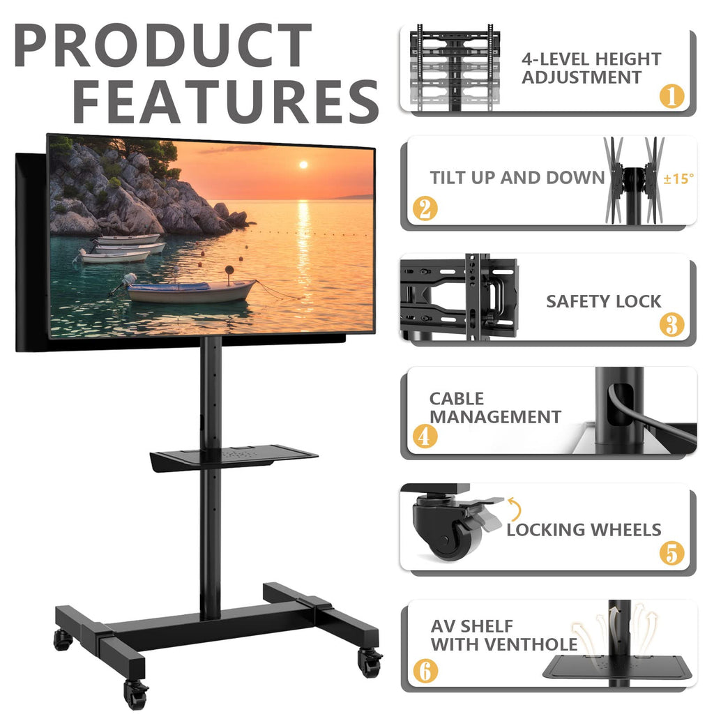 Mobile Dual TV Stand for Two 32-65 Inch Flat Panel Curved TV U89227