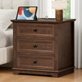 Cherry 3 Drawer Wood Nightstand with Charging Station K627