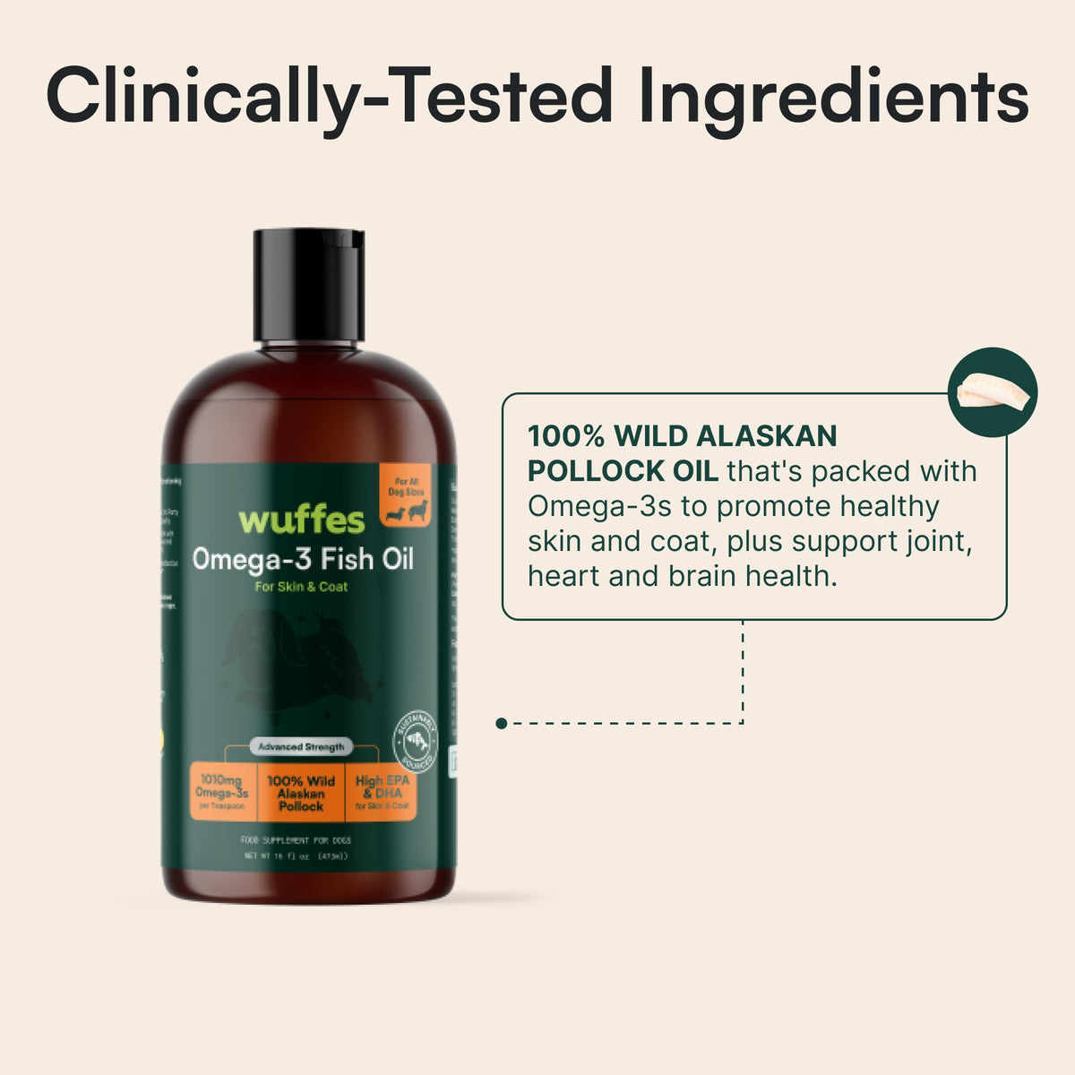 Omega-3 Fish Oil for Dogs, 16 oz Wild Alaskan Pollock Oil U573532