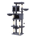 70-Inch Large Cat Tree Tower with Hammock, Scratching Post, Condo, Dark Gray A1728