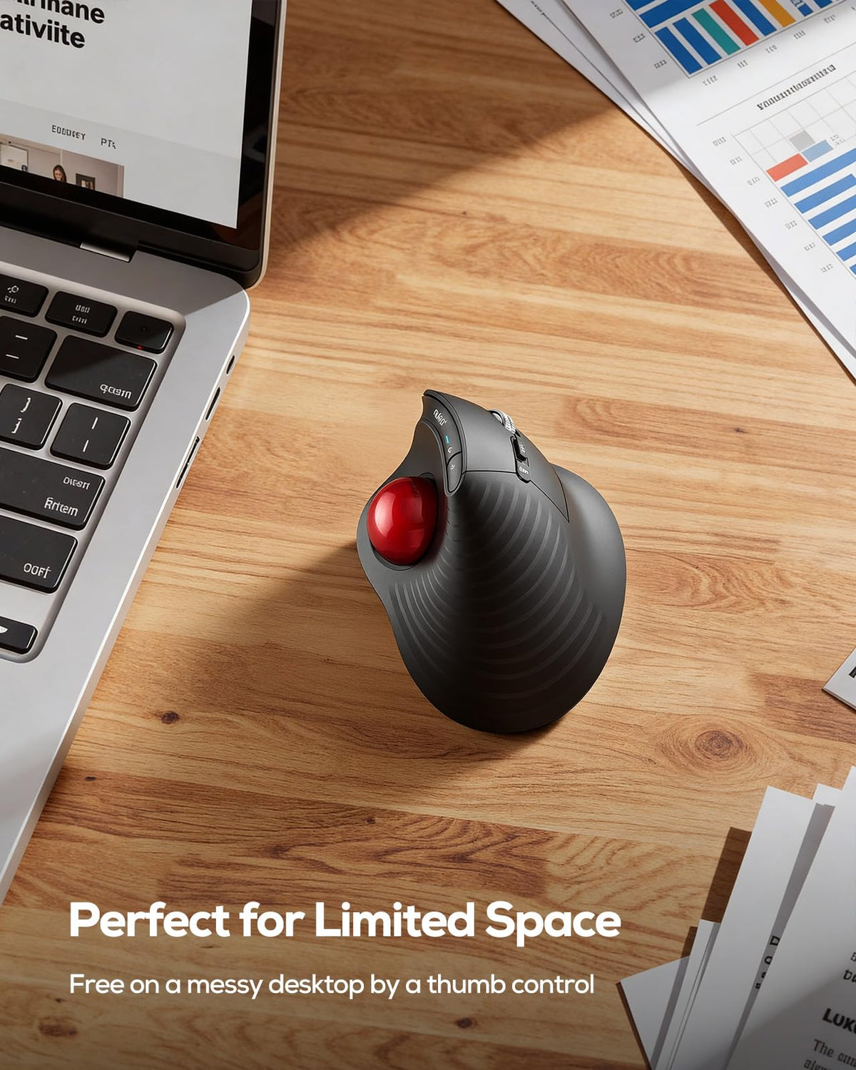 Wireless Ergonomic Vertical Trackball Mouse T743283