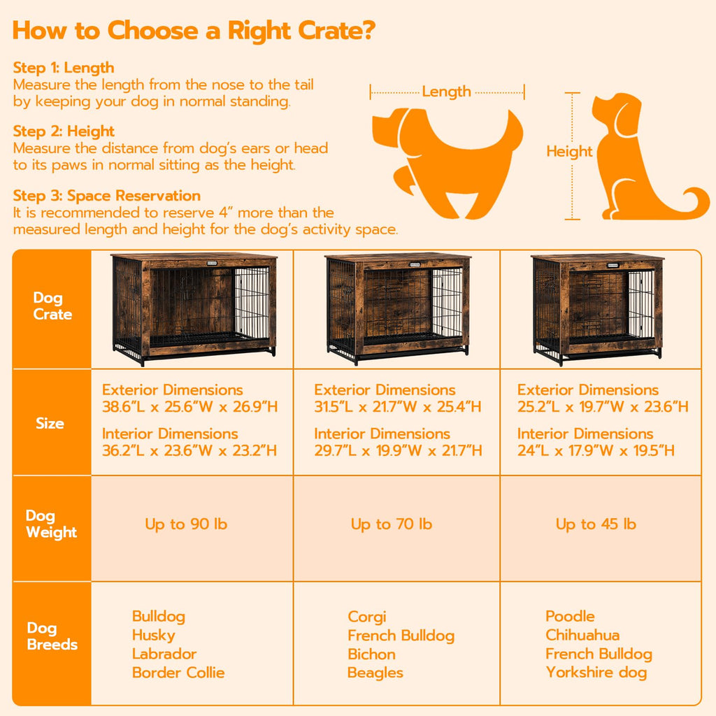 38.6" Wooden Dog Crate Furniture with Pull-Out Tray V111256