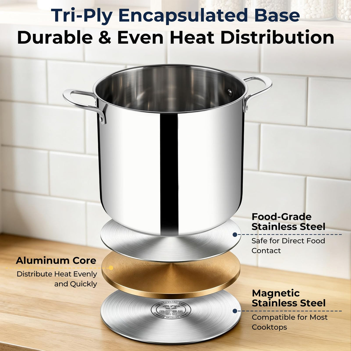 8QT Stainless Steel Stock Pot with Lid S7769