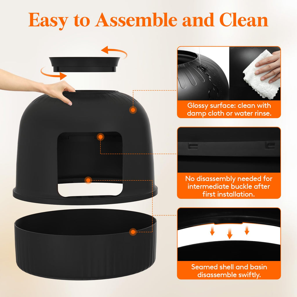 Black Cat Litter Box with Scoop W4320