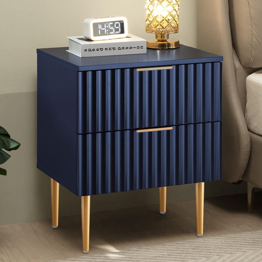 Glossy Nightstand Set of 2 with Drawers J730856