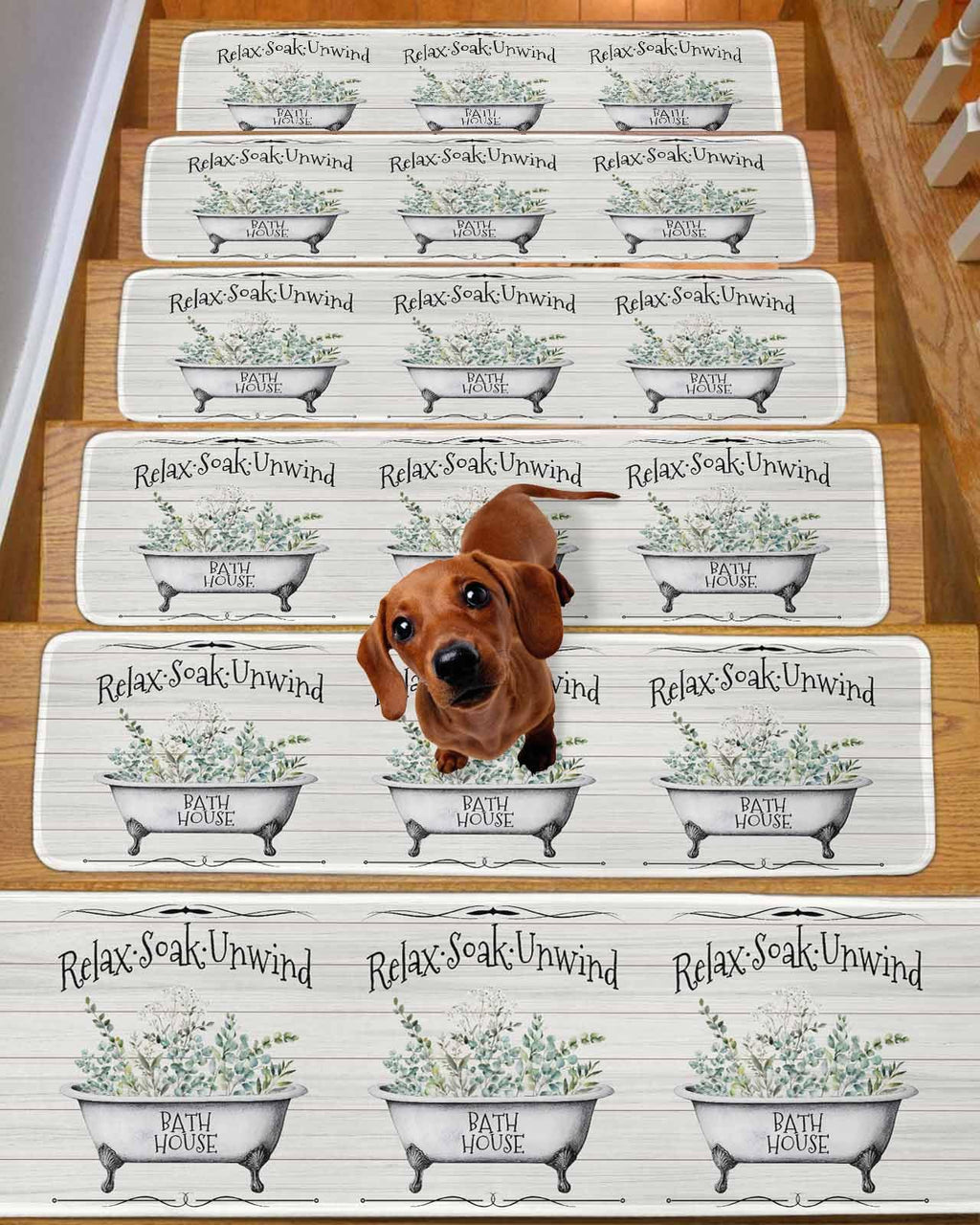 Eucalyptus Leaves 15 Pack Non Slip Stair Treads 8x30 inch H178507