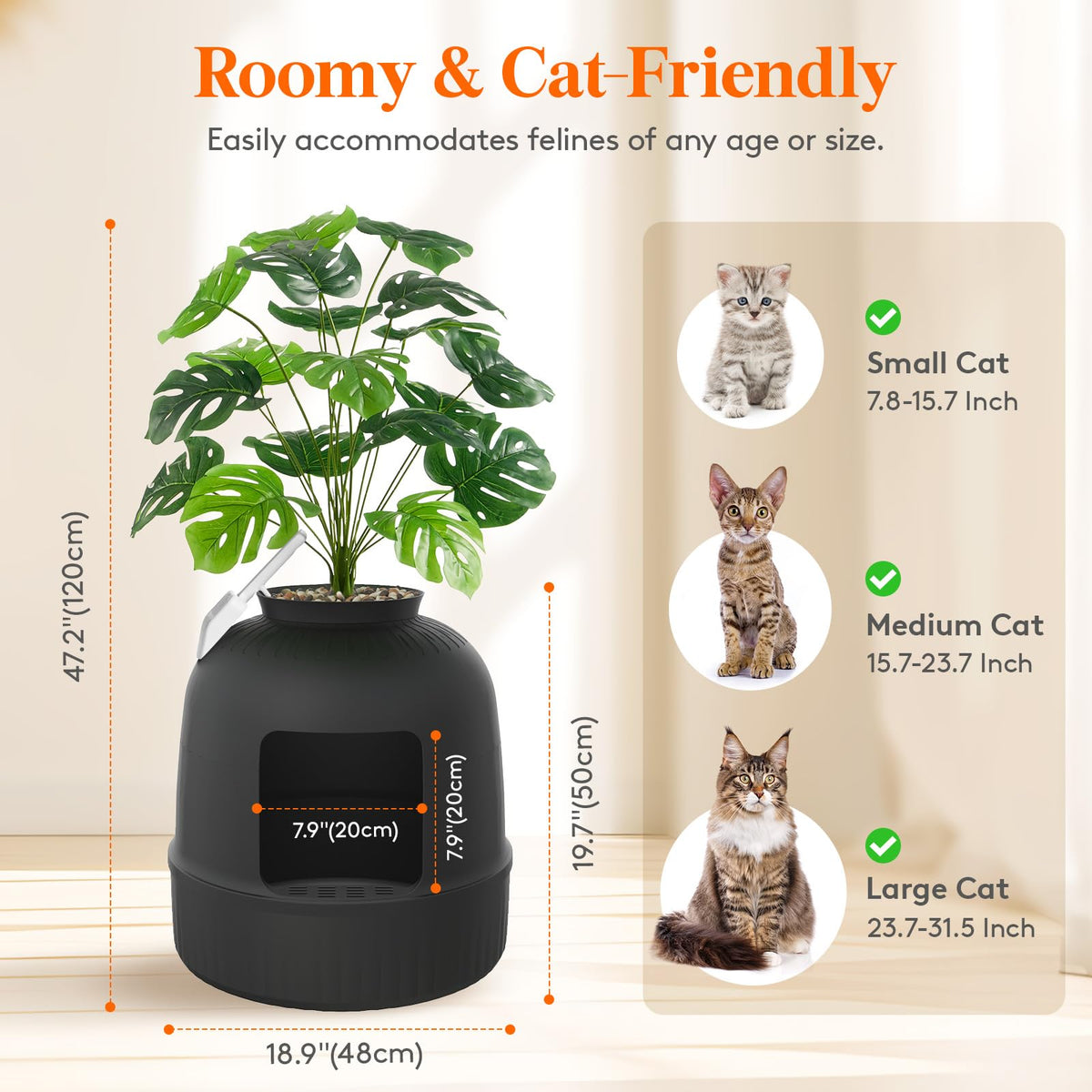 Black Cat Litter Box with Scoop W4320