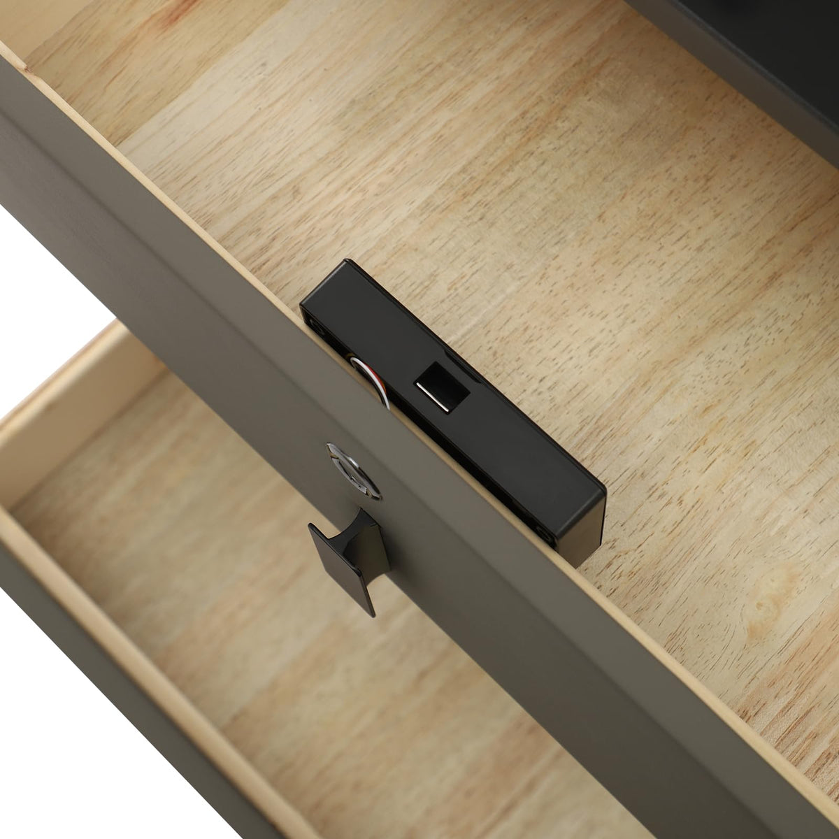 Dark Grey 3-Drawer Nightstand with Charging Station P5778