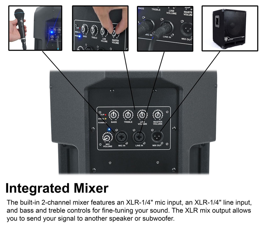 12" Active Powered Speaker with 2-Channel Mixer, 2-Pack H8185