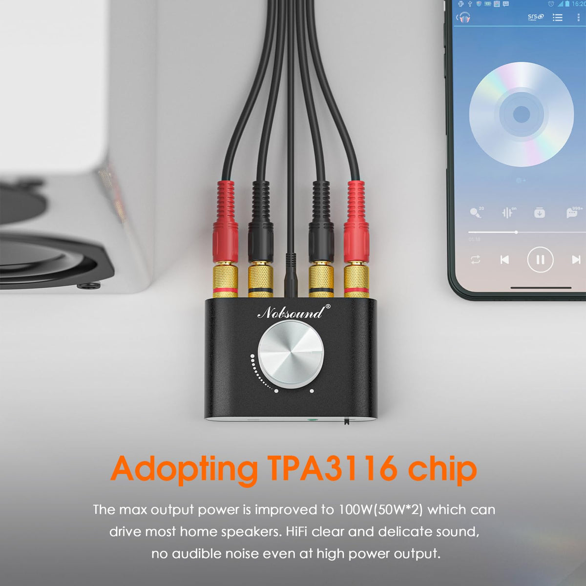 Mini Bluetooth 5.0 Stereo Power Amplifier 50W×2 Black G843070