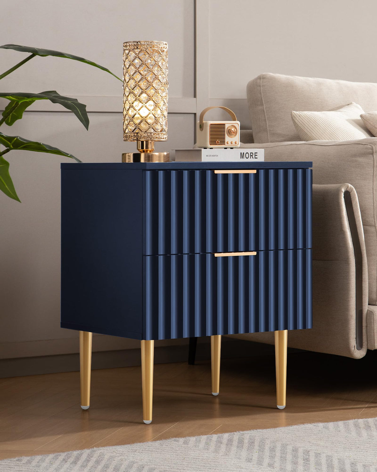 Glossy Nightstand Set of 2 with Drawers J730856