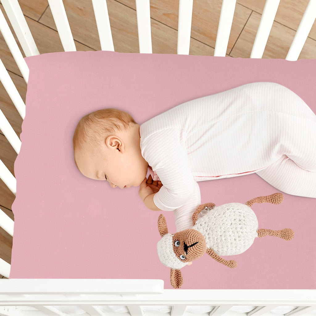 Pink Fitted Crib Sheet Microfiber F5045