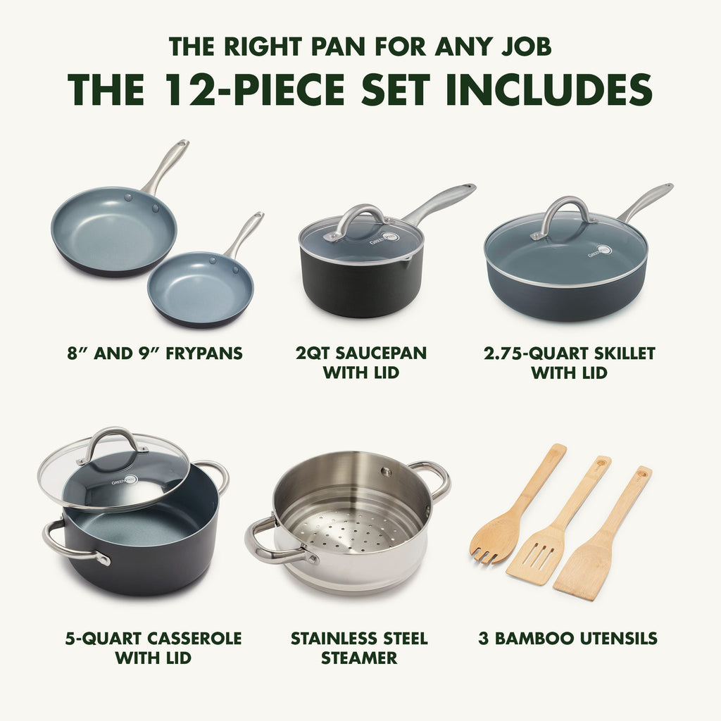 Hard Anodized Ceramic Nonstick 12 Piece Cookware Set Y802623