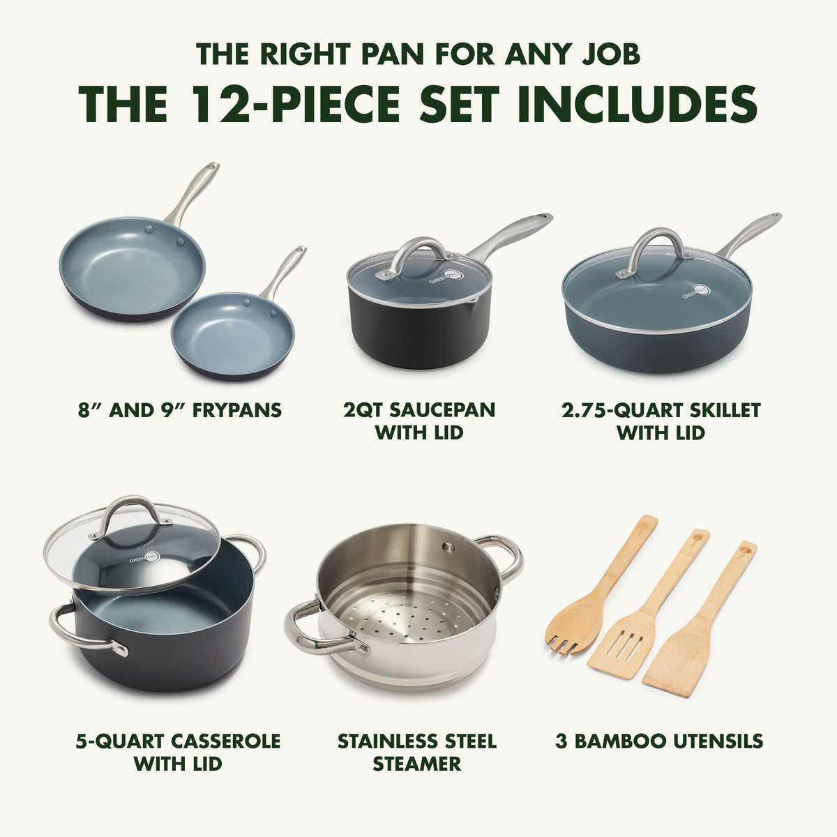 Hard Anodized Ceramic Nonstick 12 Piece Cookware Set Y802623