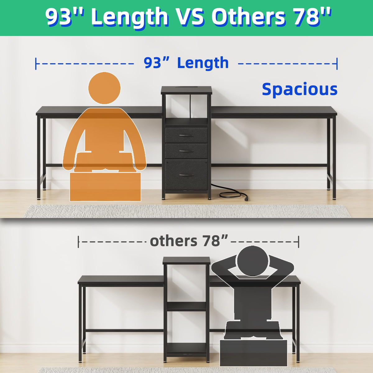Two Person Desk with Charging Station T7881