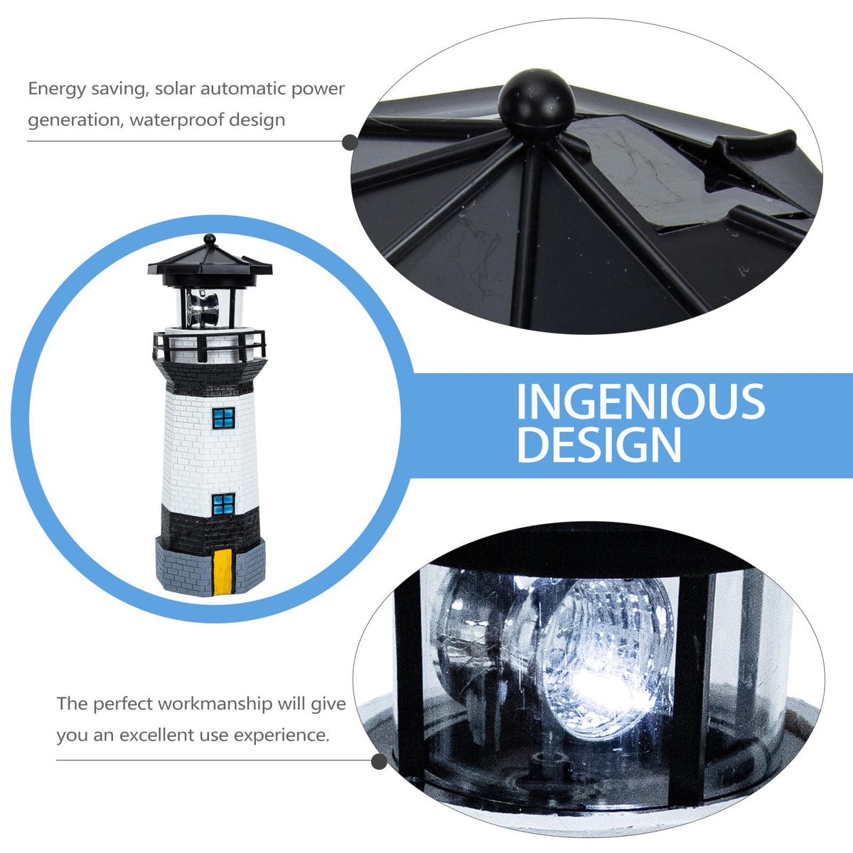 Solar Powered Lighthouse Resin LED Light G55560