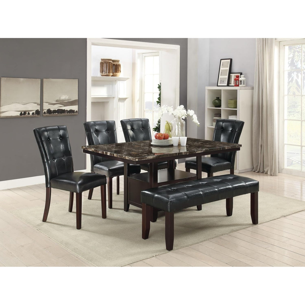 Black Faux Leather Tufted Parson Chairs Set of 2 H992