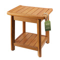 Teak Shower Bench with Towel Bars & Storage Shelf J492