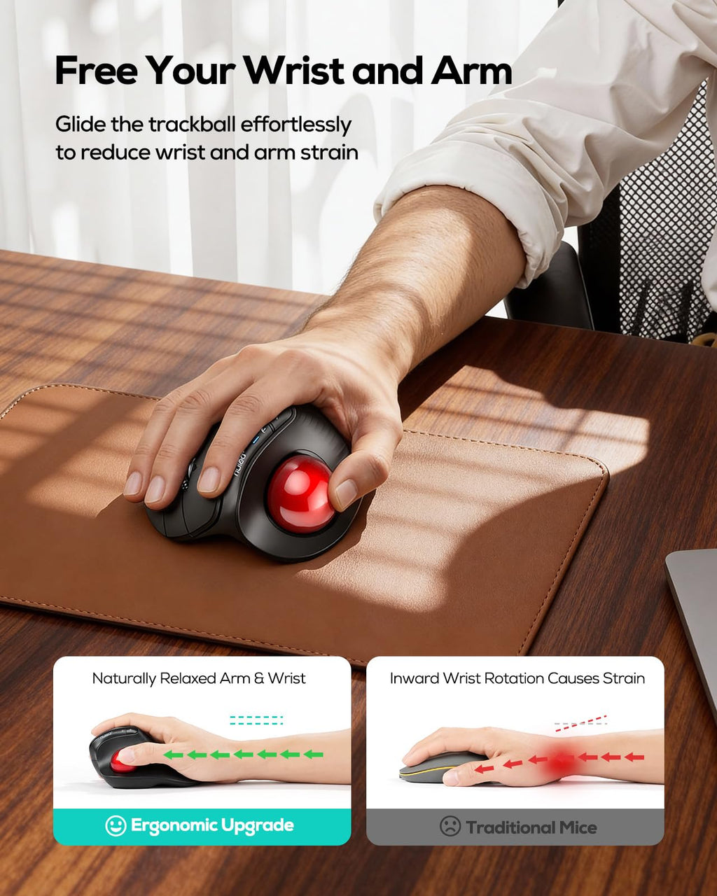 Wireless Ergonomic Vertical Trackball Mouse T743283