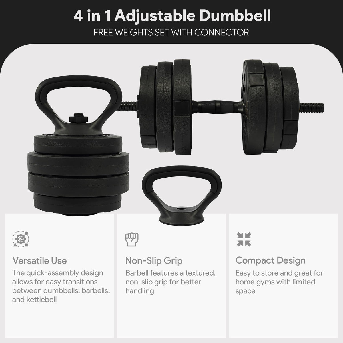 Adjustable Dumbbell Set 60 Lbs Black X887926