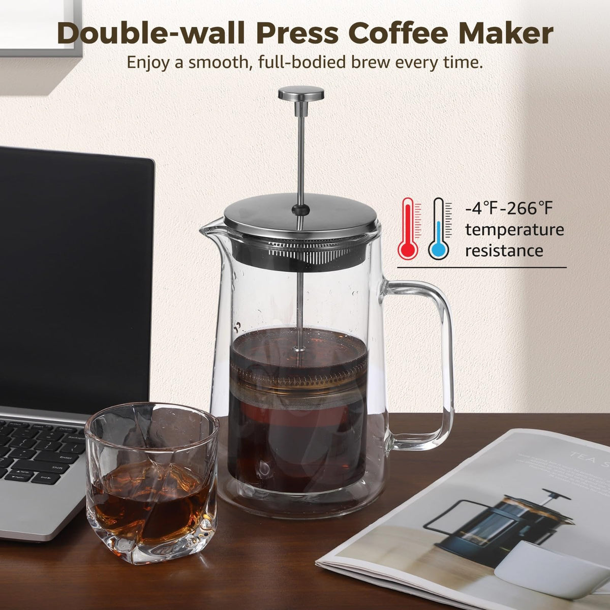 33.8 Oz Insulated Double Wall Tea Maker with Fine Mesh Filter S983482