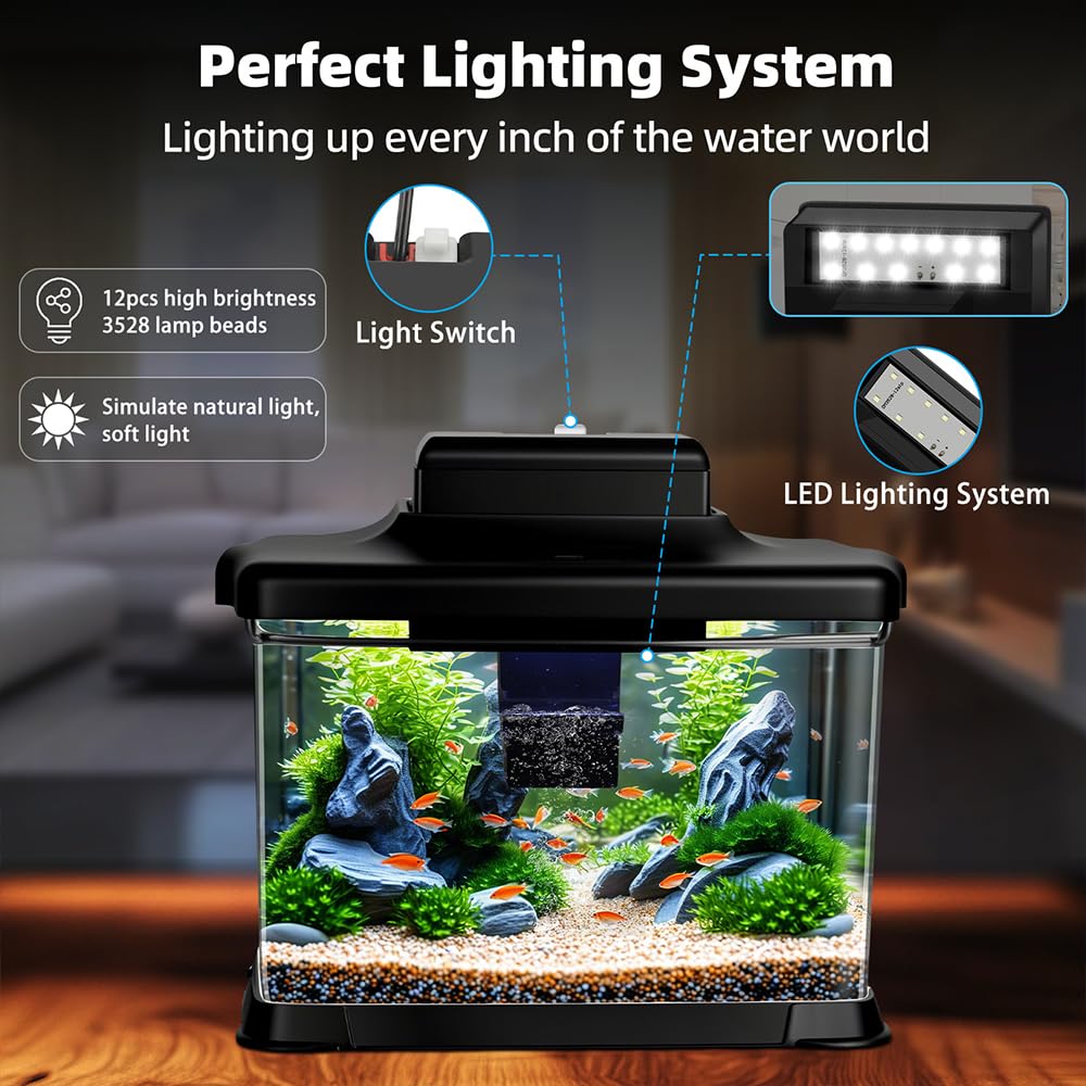 1.6 Gallon Ultra-Clear Aquarium Starter Kit with LED Lighting and Filter J30867