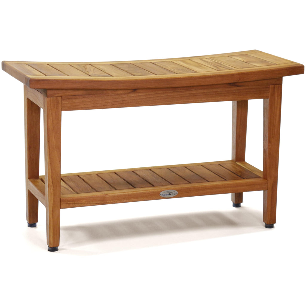 30" Teak Shower Bench with Shelf M9445