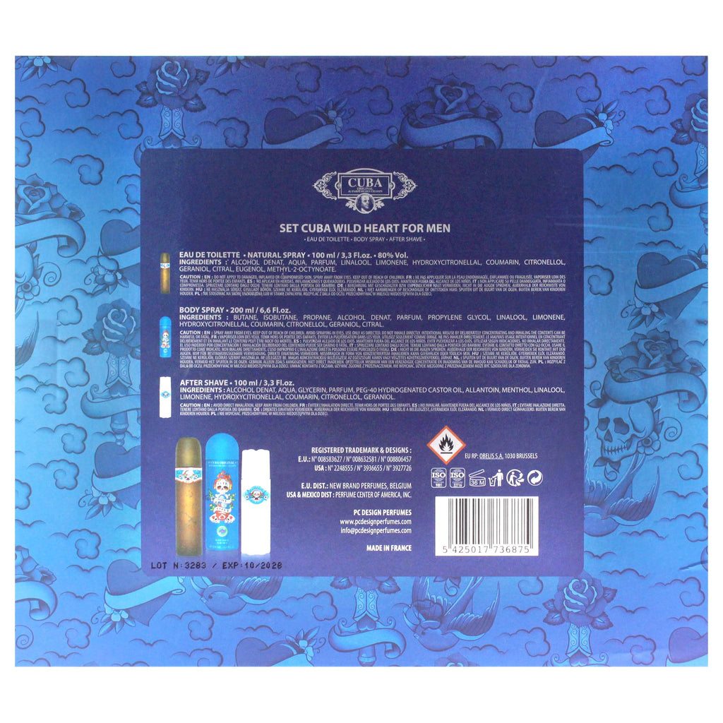 3 Pieces Eau de Toilette After Shave Body Spray Gift Set I167748