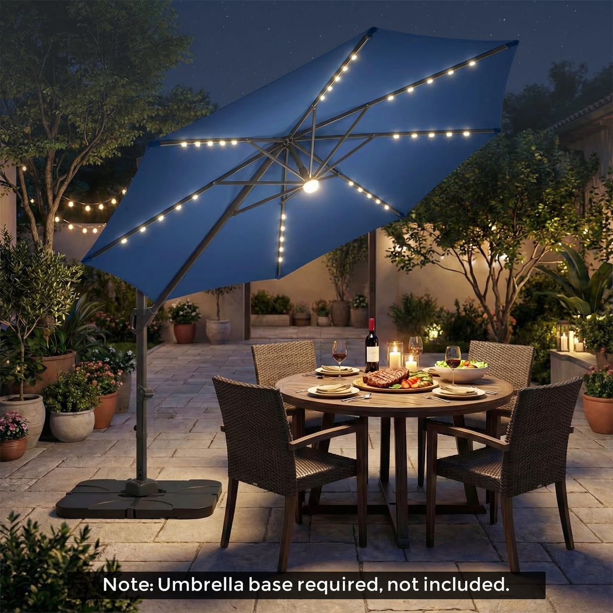 10ft Solar LED Offset Cantilever Patio Umbrella Z6661