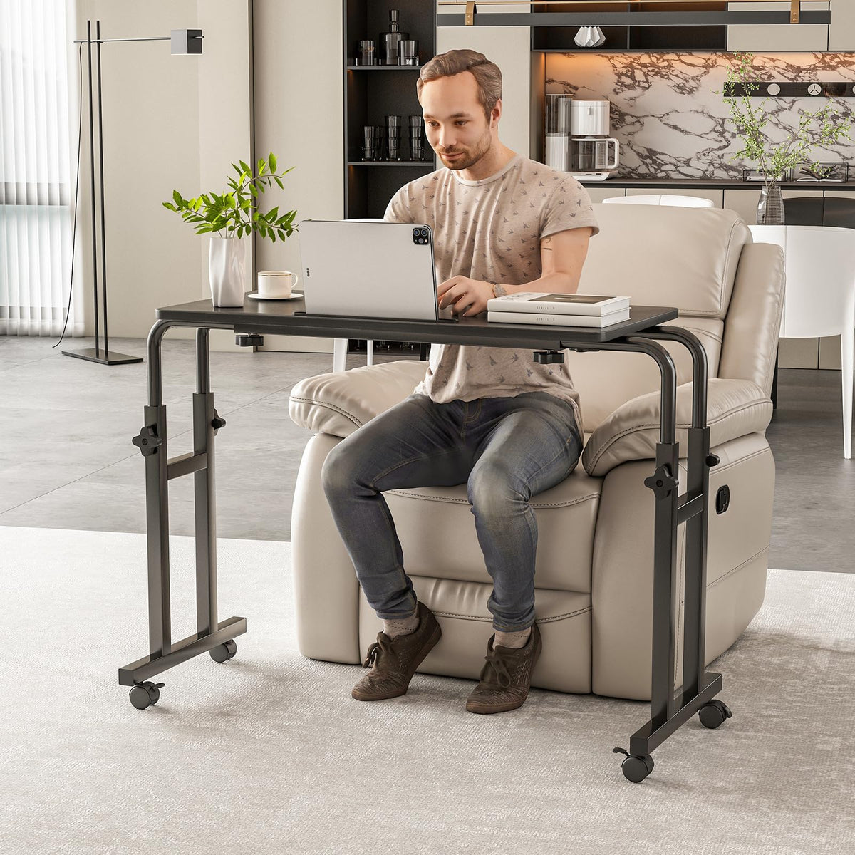 Adjustable Overbed Table with Wheels T293634