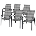 Stackable PE Wicker Patio Arm Chairs Set of 6 O18340
