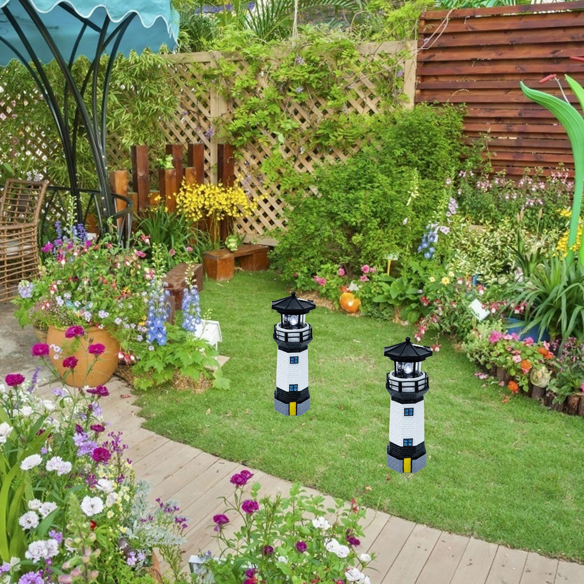 Solar Powered Lighthouse Resin LED Light G55560