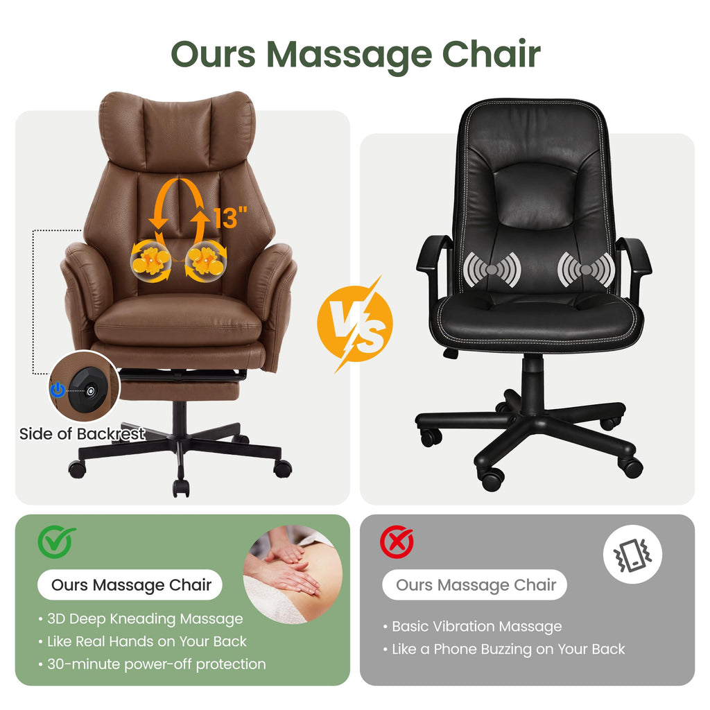 3D Kneading Massage Office Chair with Footrest L299712