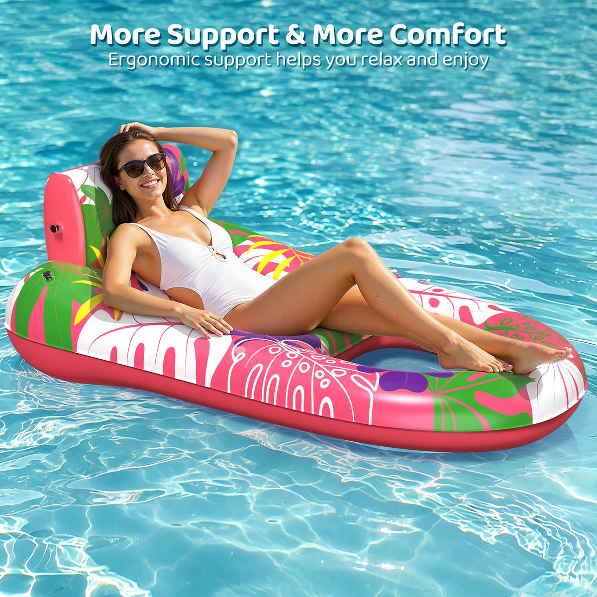 2 Pack Inflatable Pool Floats with Cup Holders J1437