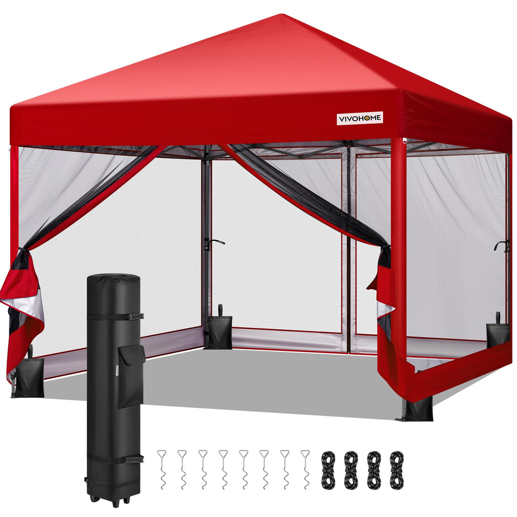10x10ft Outdoor Screen Tent with Mosquito Netting C628414