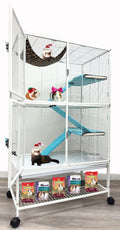 X-Large 4-Tiers Two Full Story Double Unit Critter Home On Wheels P897