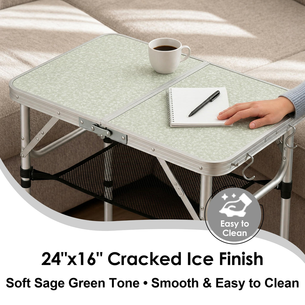 Folding Camping Table, Adjustable Height Portable Picnic Table, 24"x 16" S1114