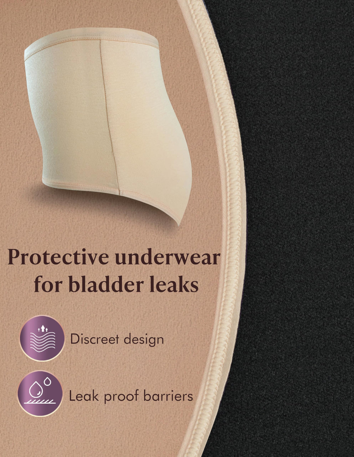 Washable Absorbency Urinary Incontinence Underwear for Women High Waist Leak Proof Panties 60ML, 3 Pack Beige White N6190