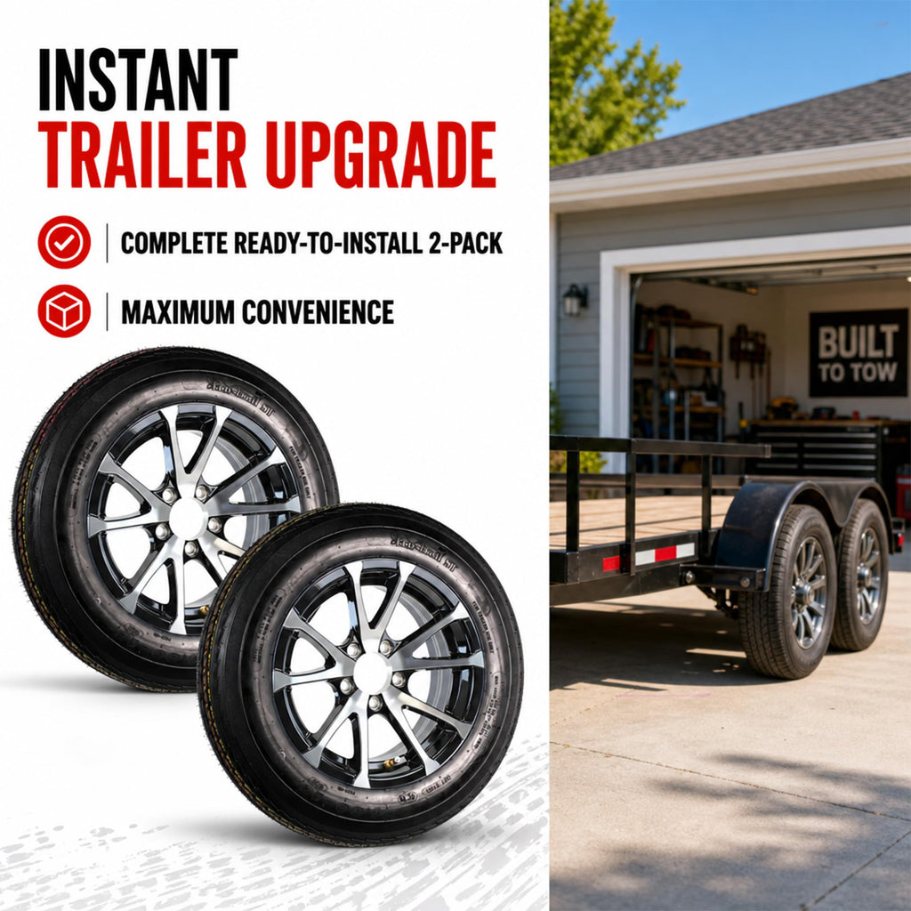 2 Pack Trailer Tire Rim Assembly Black C18235