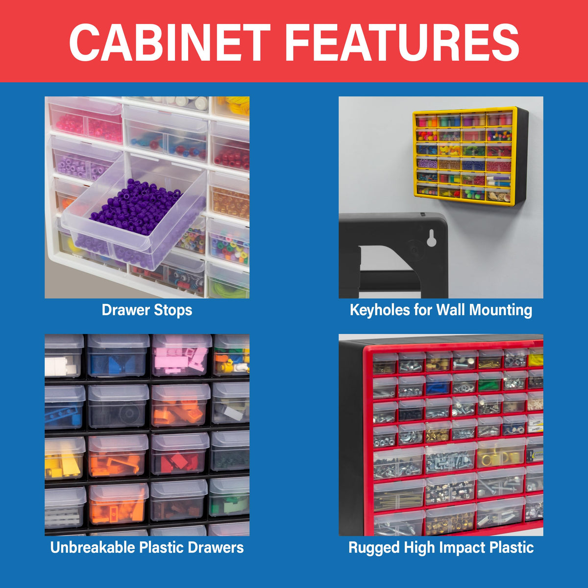 44 Drawer Black Plastic Storage Cabinet H4870