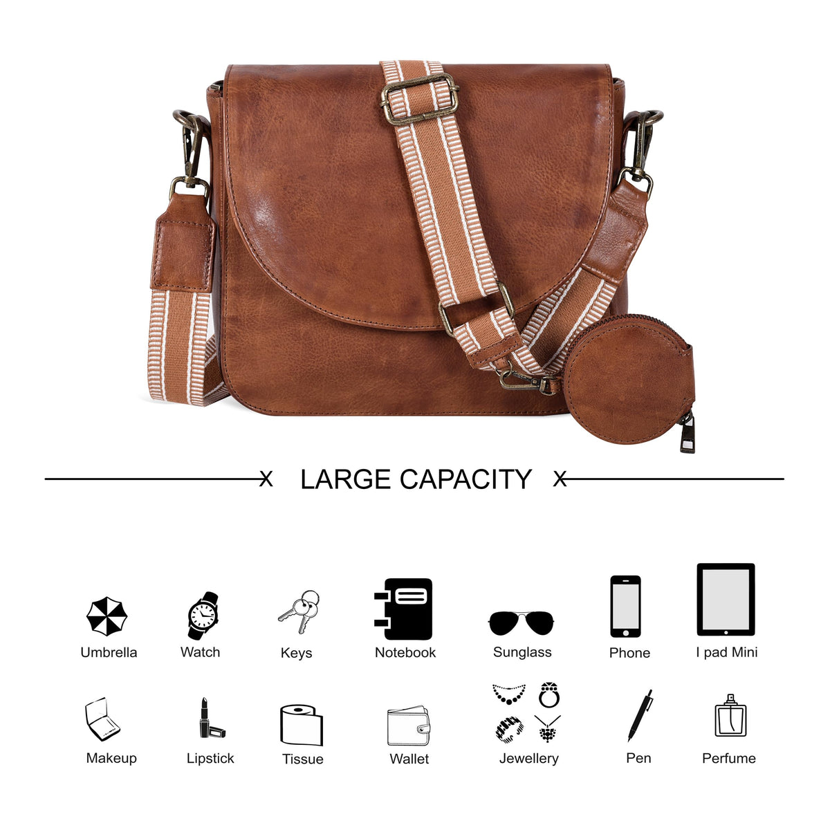 Genuine Leather Crossbody Bag X97277