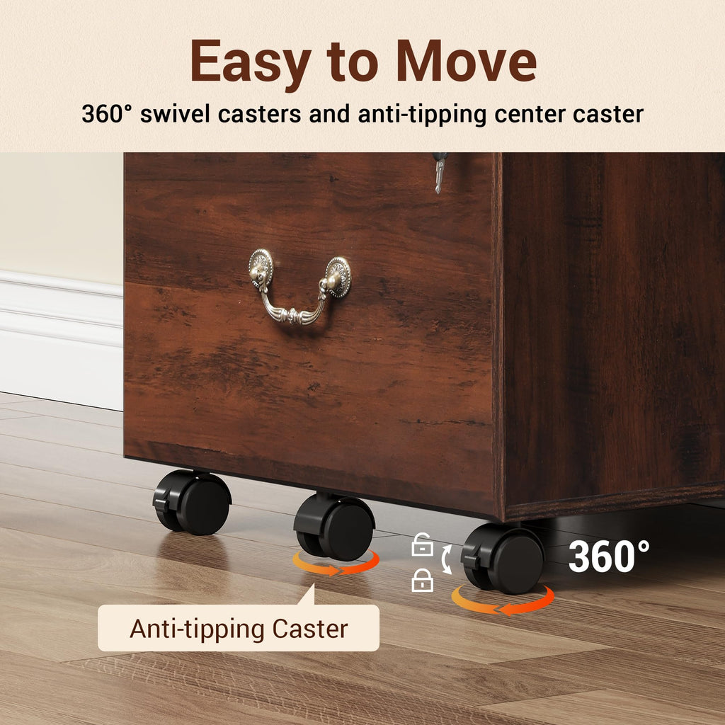 3 Drawer Wood File Cabinet with Lock F9516
