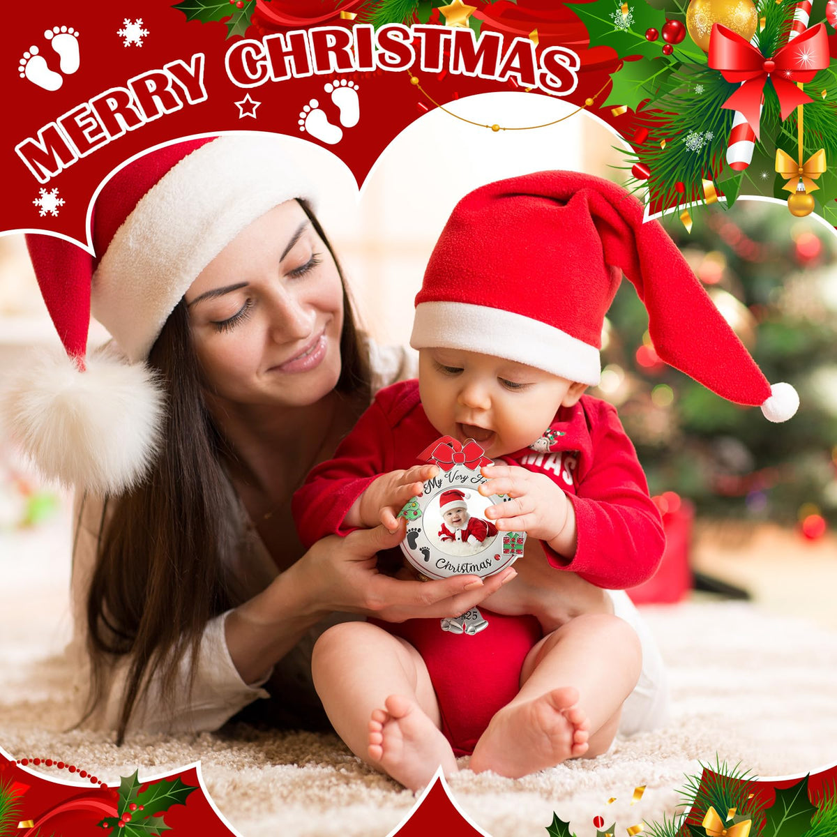 Baby's First Christmas Photo Ornament 2025 Picture Frame U34282