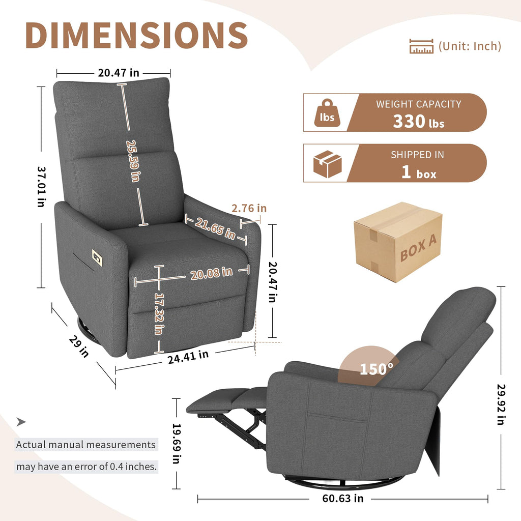 Dark Gray Velvet Swivel Rocker Chair P501626