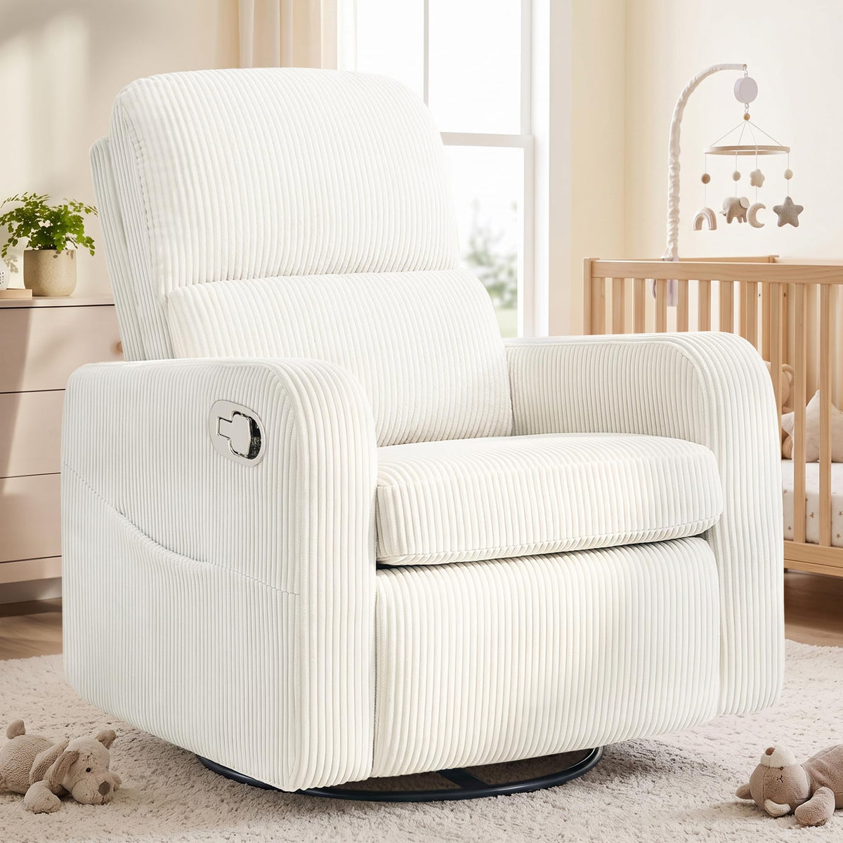 Oversized Corduroy Swivel Rocker Recliner Chair F717
