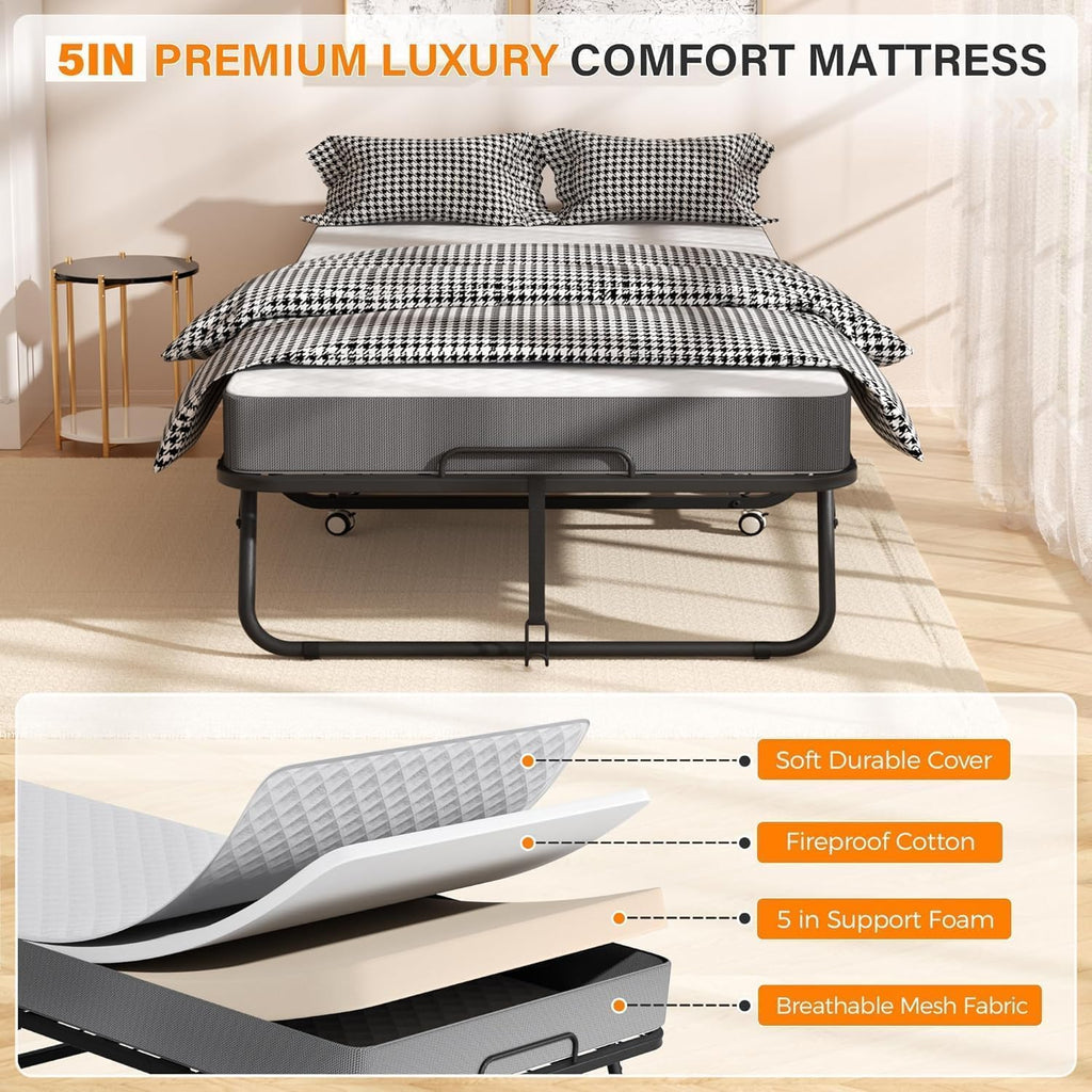 75” x 38” Folding Bed with 5" Memory Foam Mattress M89661