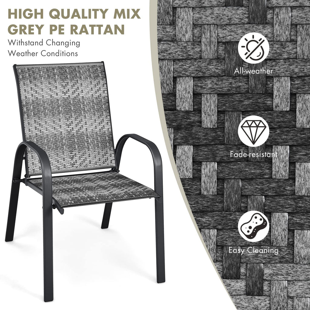 Stackable PE Wicker Patio Arm Chairs Set of 6 O18340